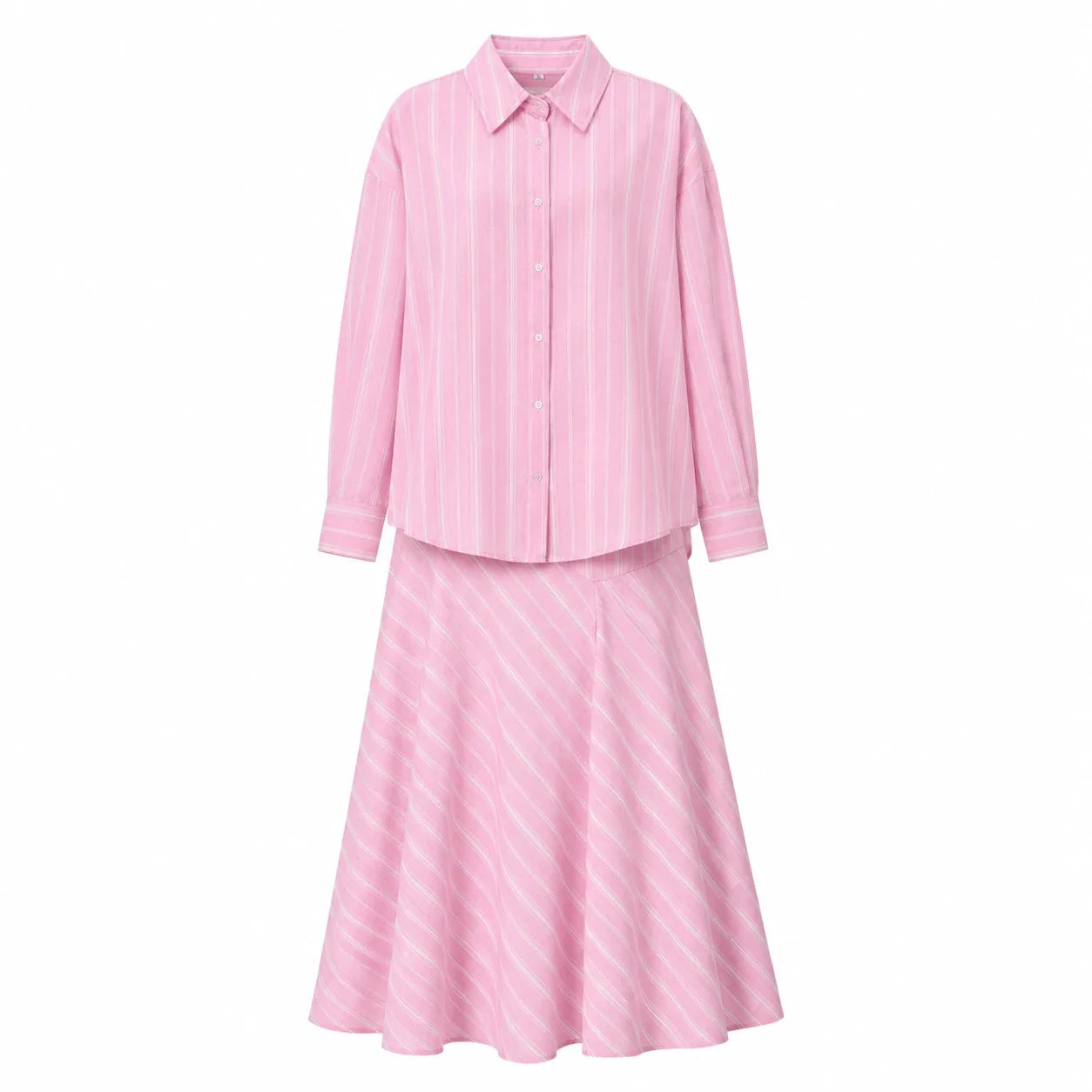 Pink Stripe Shirt Skirt Set WHD0606045