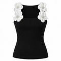 Pearl Flower Ribbed Tank Top WHD0606046