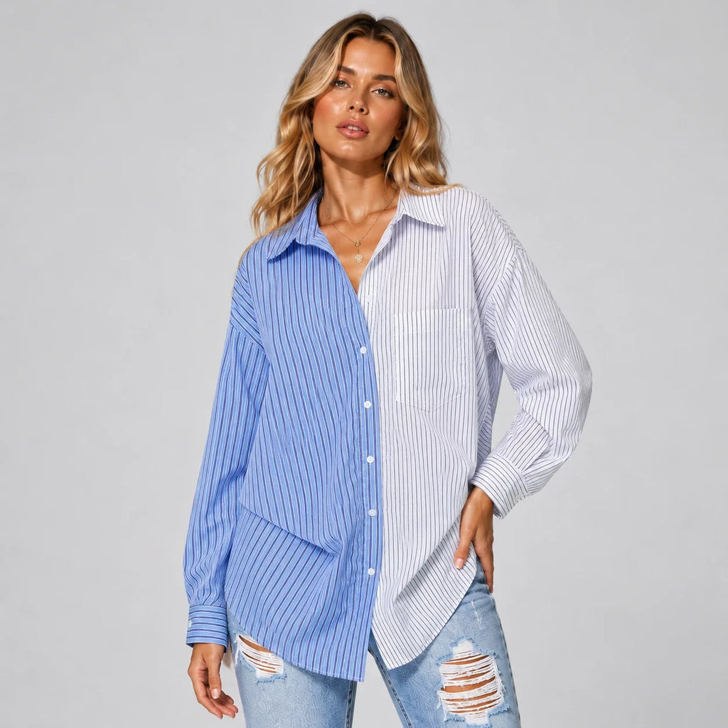 Colorblock Stripe Button Shirt WHD0606047