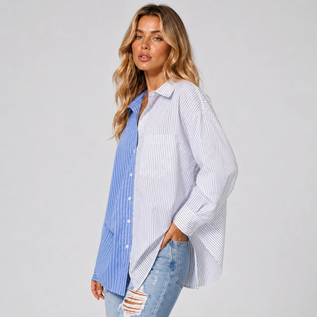 Colorblock Stripe Button Shirt WHD0606047