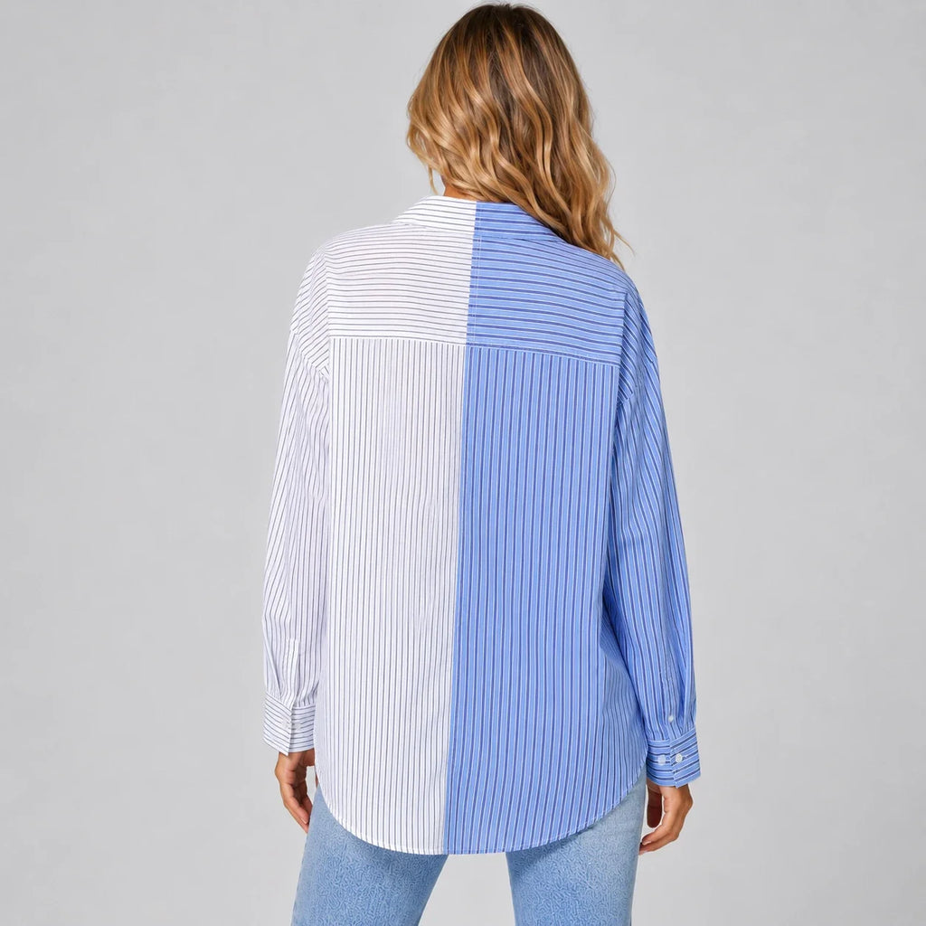 Colorblock Stripe Button Shirt WHD0606047