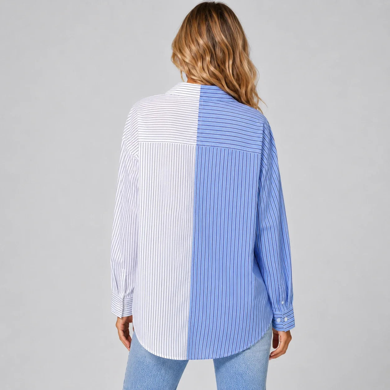 Colorblock Stripe Button Shirt WHD0606047