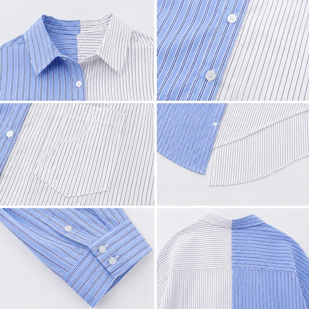 Colorblock Stripe Button Shirt WHD0606047