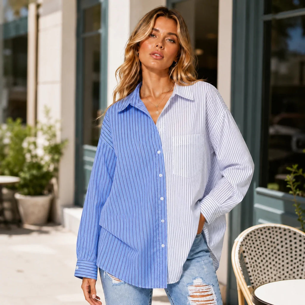 Colorblock Stripe Button Shirt WHD0606047