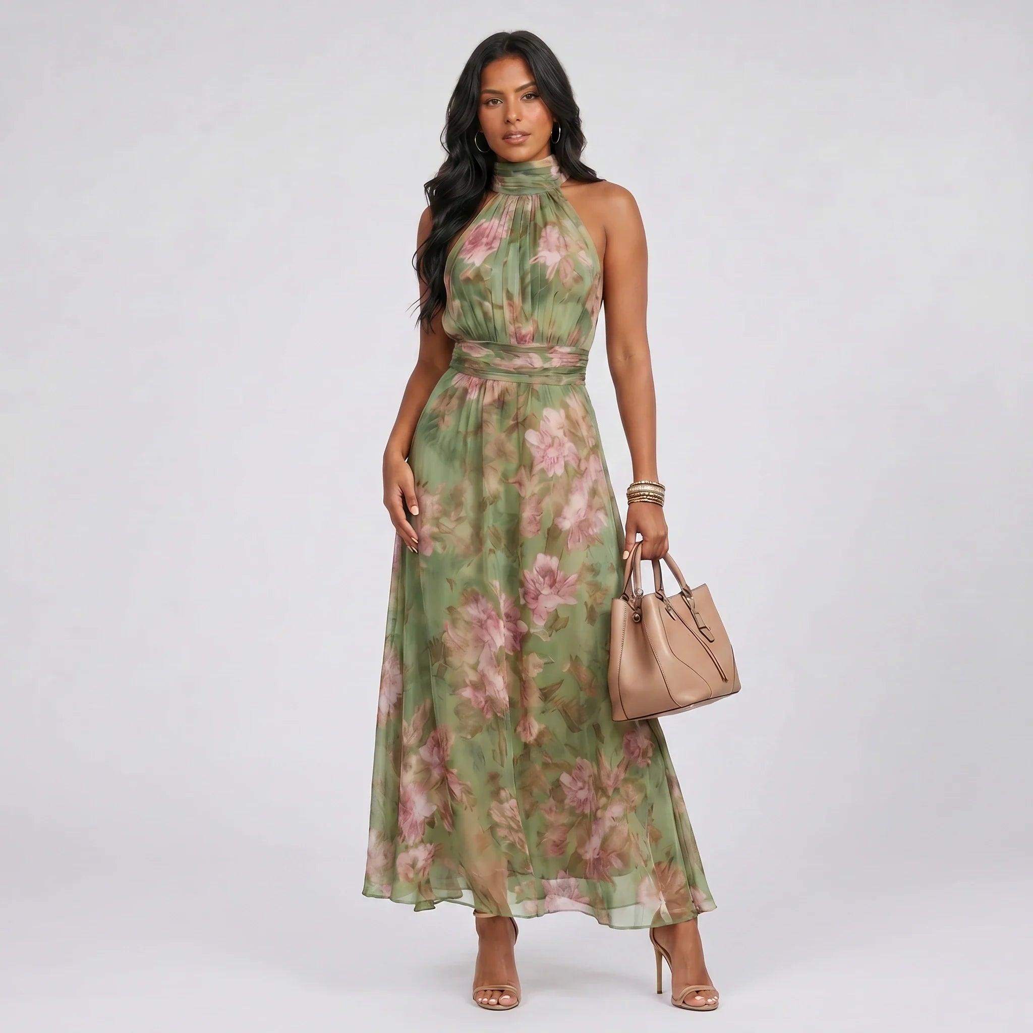 Floral Halter Maxi Dress WHD0606048
