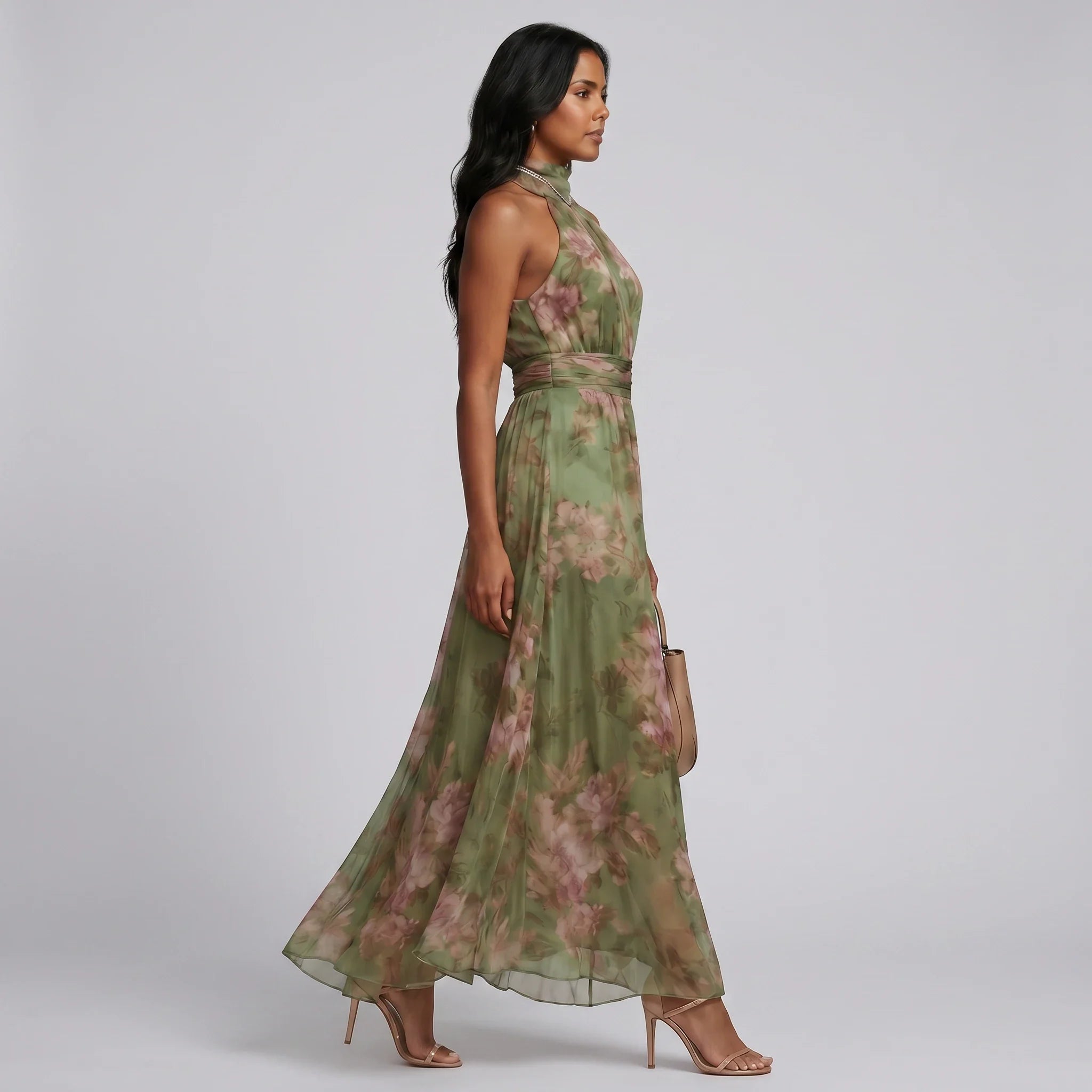Floral Halter Maxi Dress WHD0606048