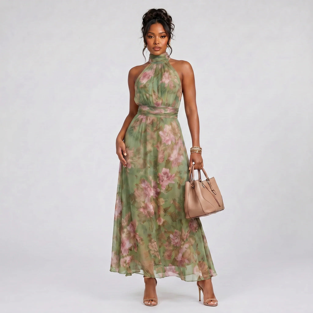 Floral Halter Maxi Dress WHD0606048