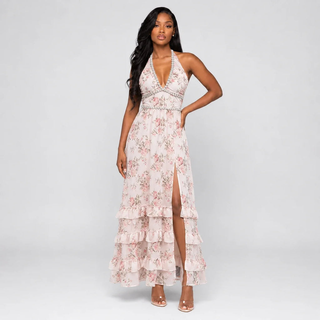 Floral Halter Maxi Dress WHD0606049