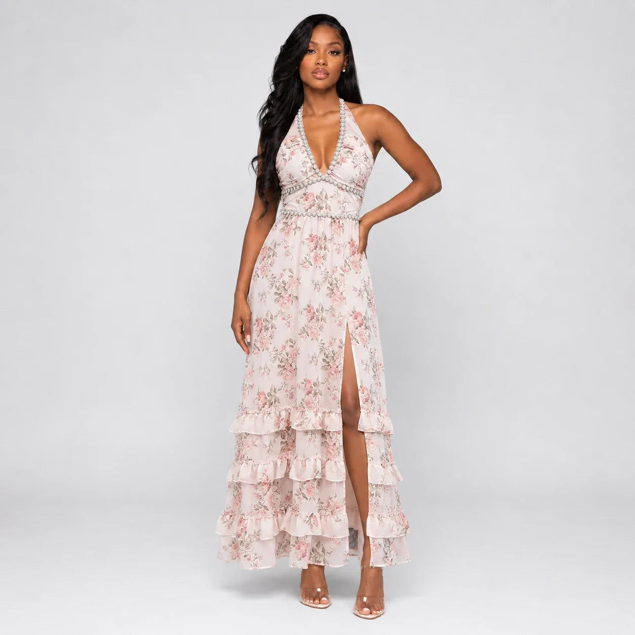 Floral Halter Maxi Dress WHD0606049