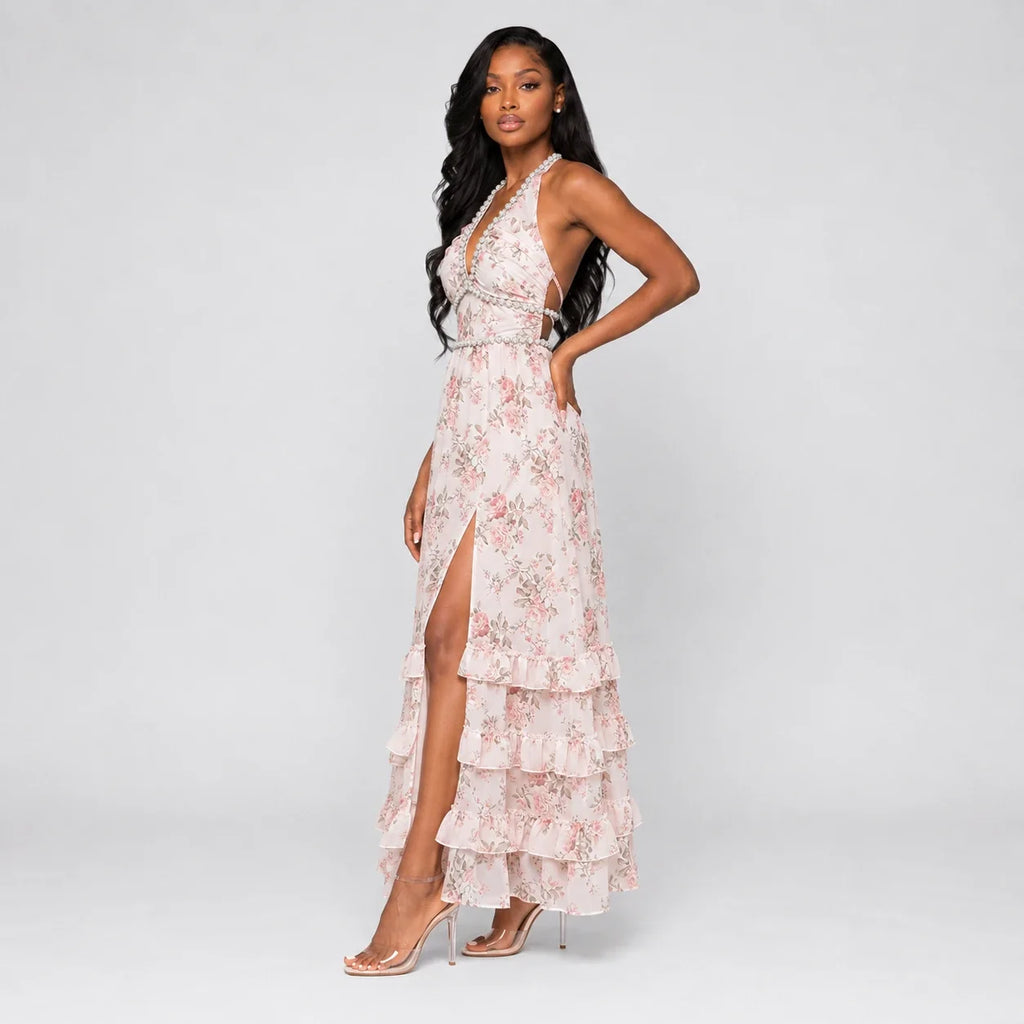 Floral Halter Maxi Dress WHD0606049