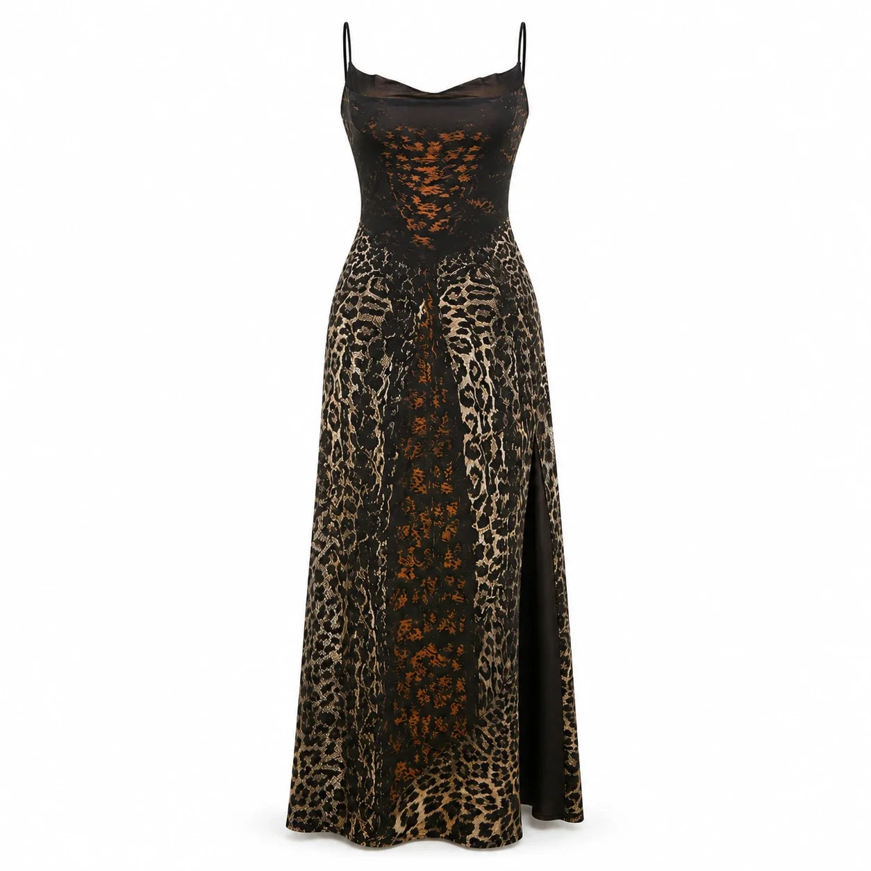 Leopard Lace-Up Maxi Dress WHD0606050