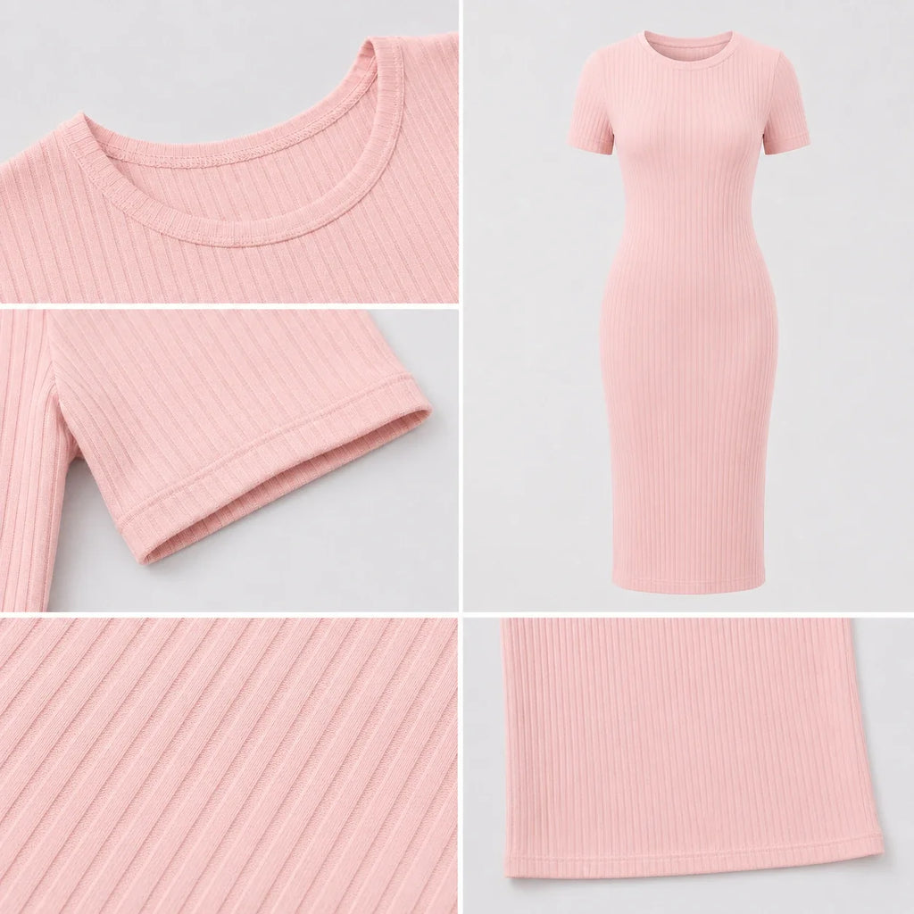 Ribbed Knit Midi Dress WHD0606052