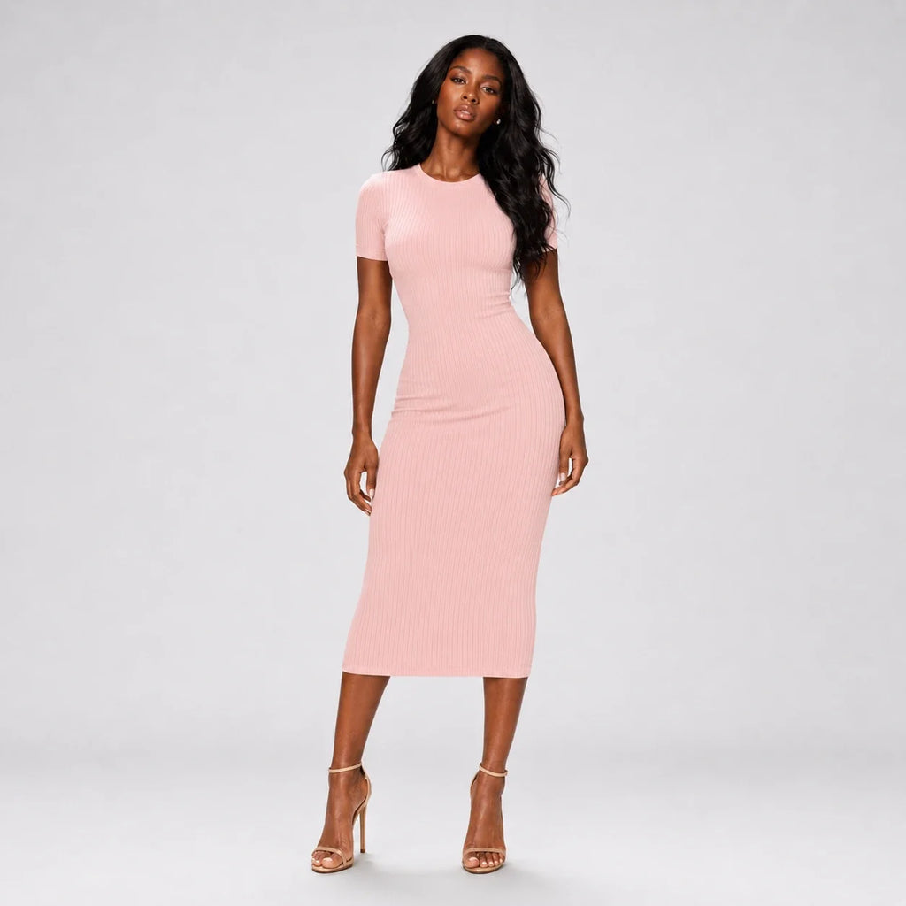 Ribbed Knit Midi Dress WHD0606052
