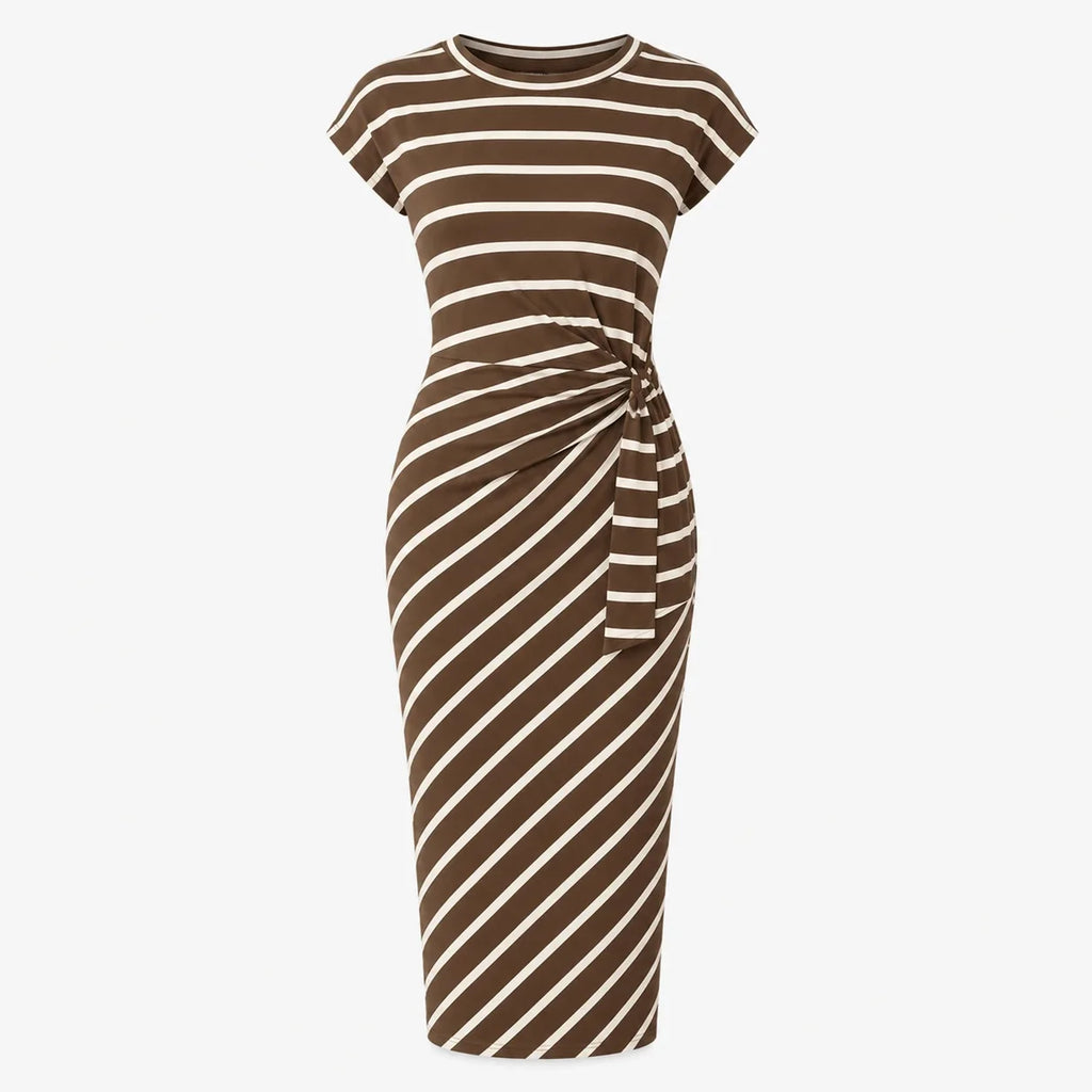 Striped Twist Waist Midi Dress WHD0606053