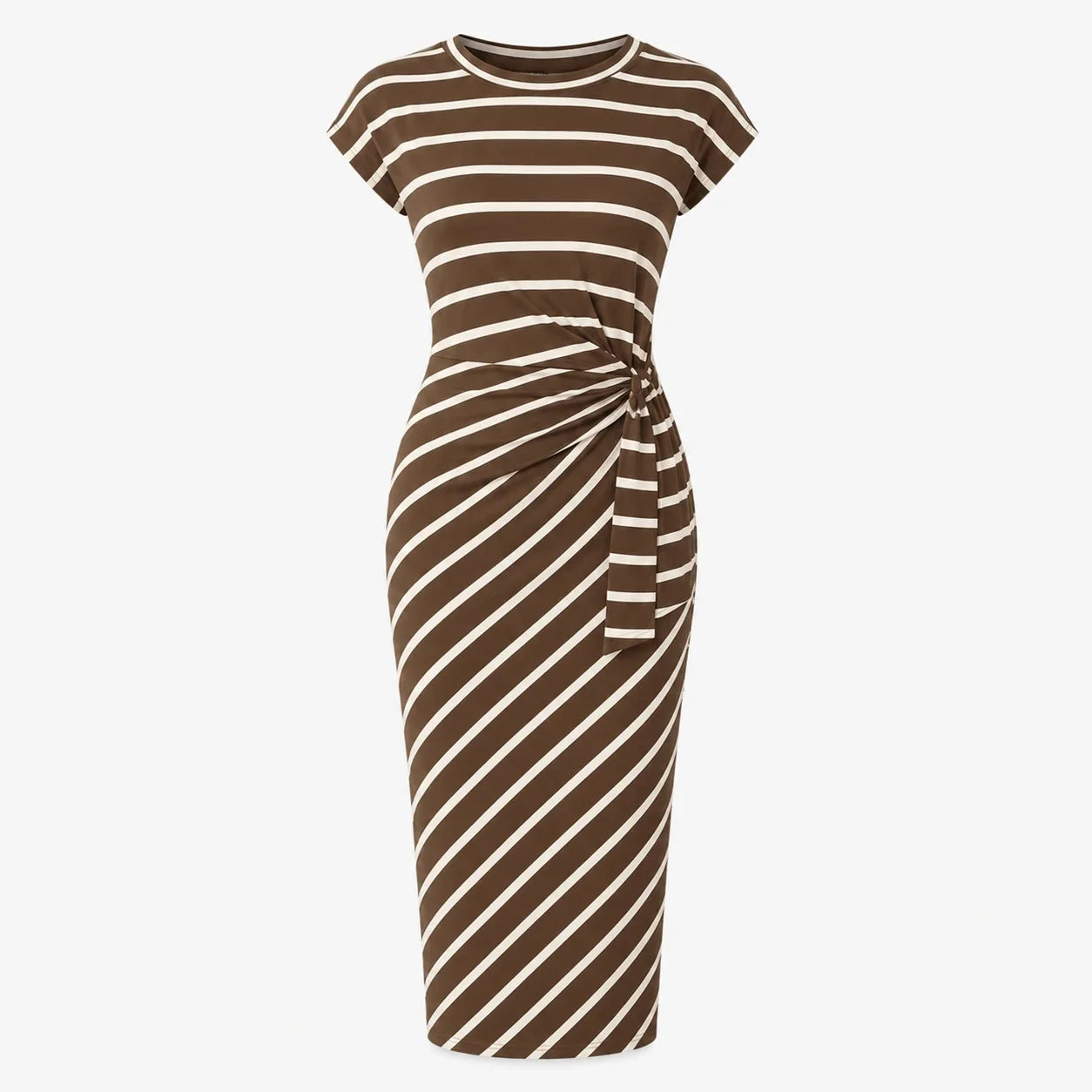 Striped Twist Waist Midi Dress WHD0606053