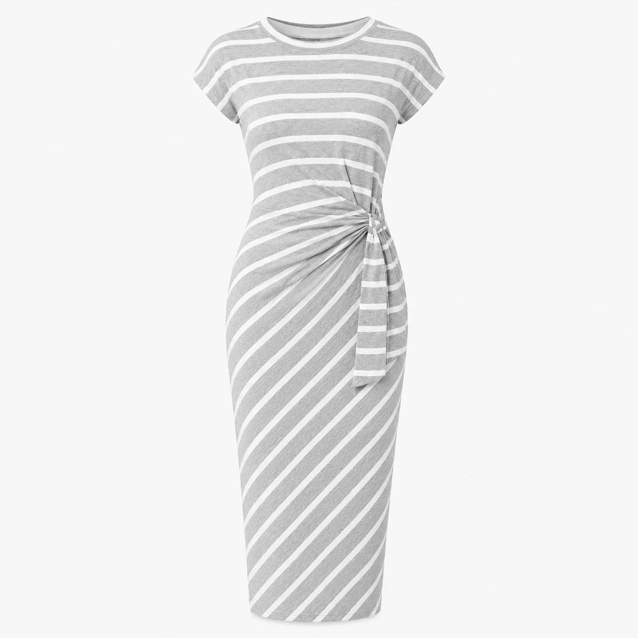Striped Twist Waist Midi Dress WHD0606053