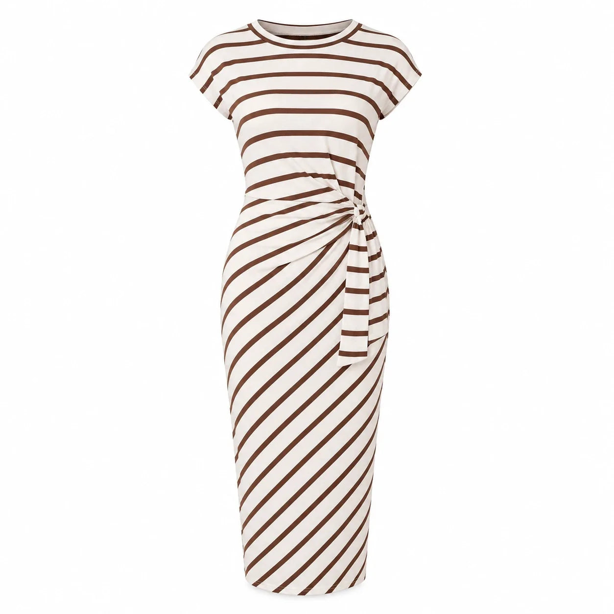 Striped Twist Waist Midi Dress WHD0606053