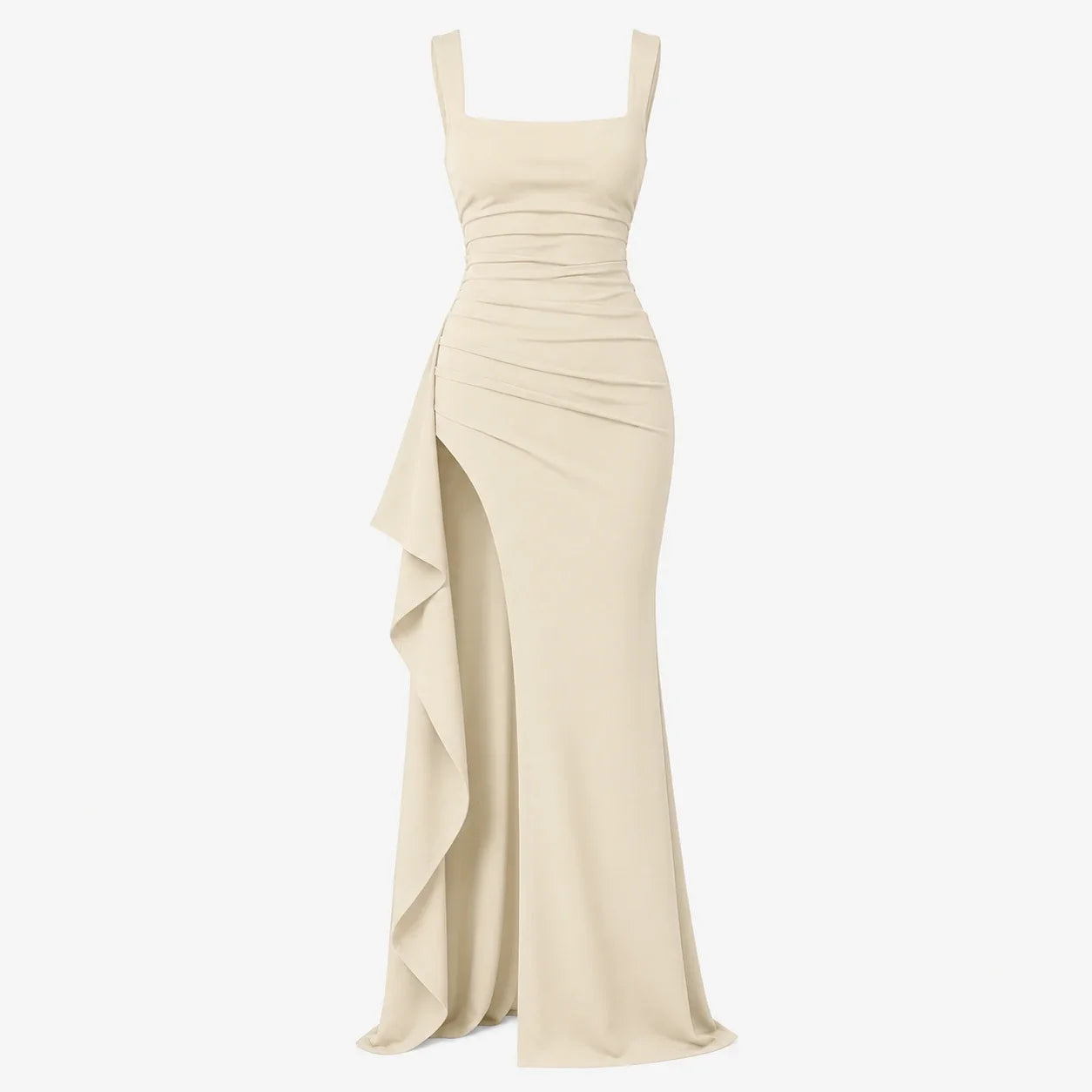 Square Neck Slit Maxi Dress WHD0606062