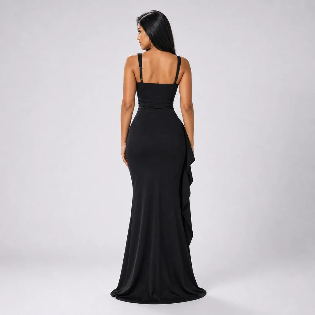 Square Neck Slit Maxi Dress WHD0606062