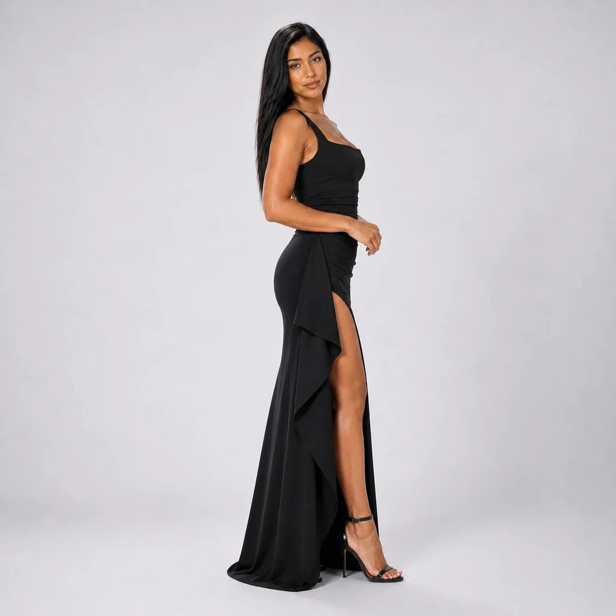 Square Neck Slit Maxi Dress WHD0606062