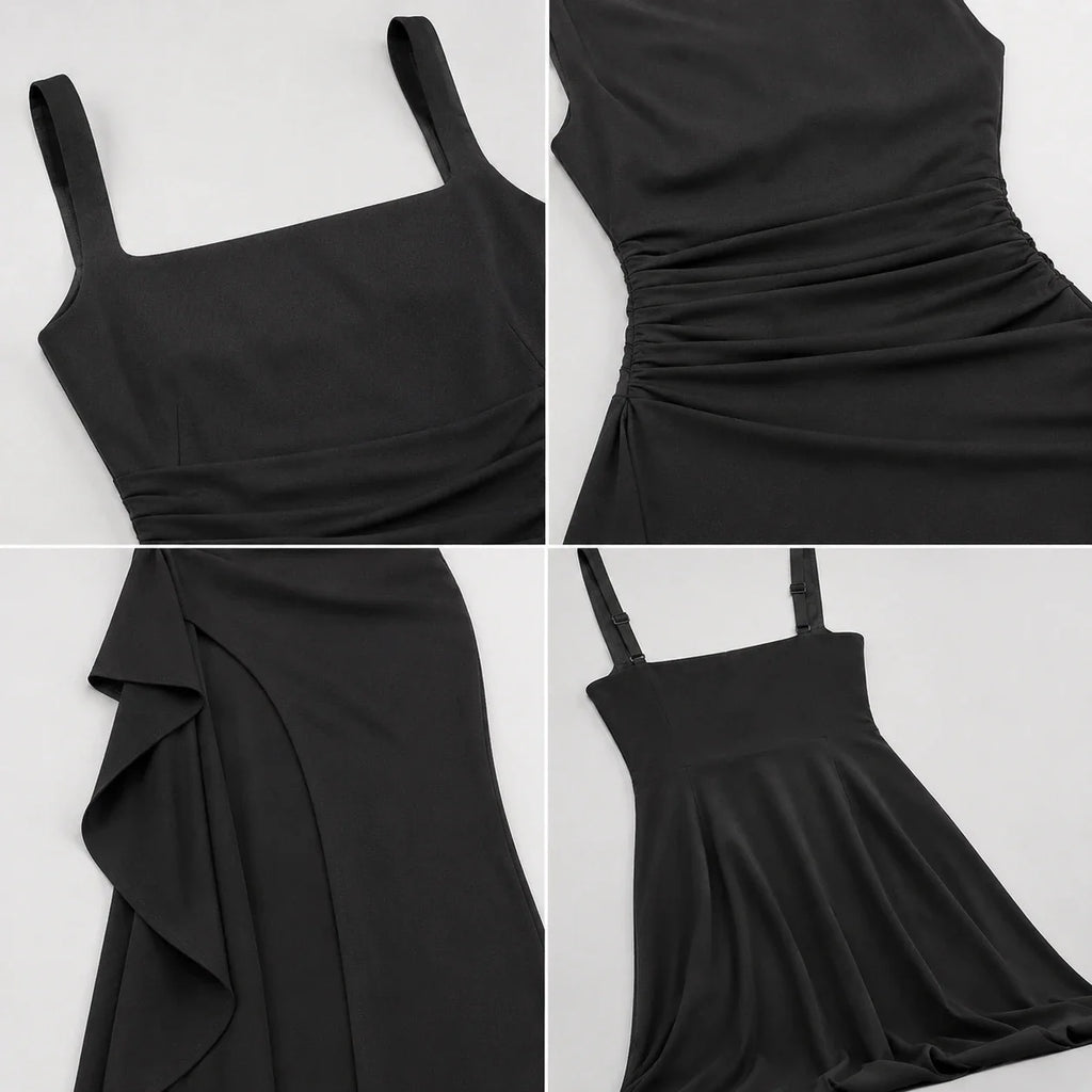 Square Neck Slit Maxi Dress WHD0606062