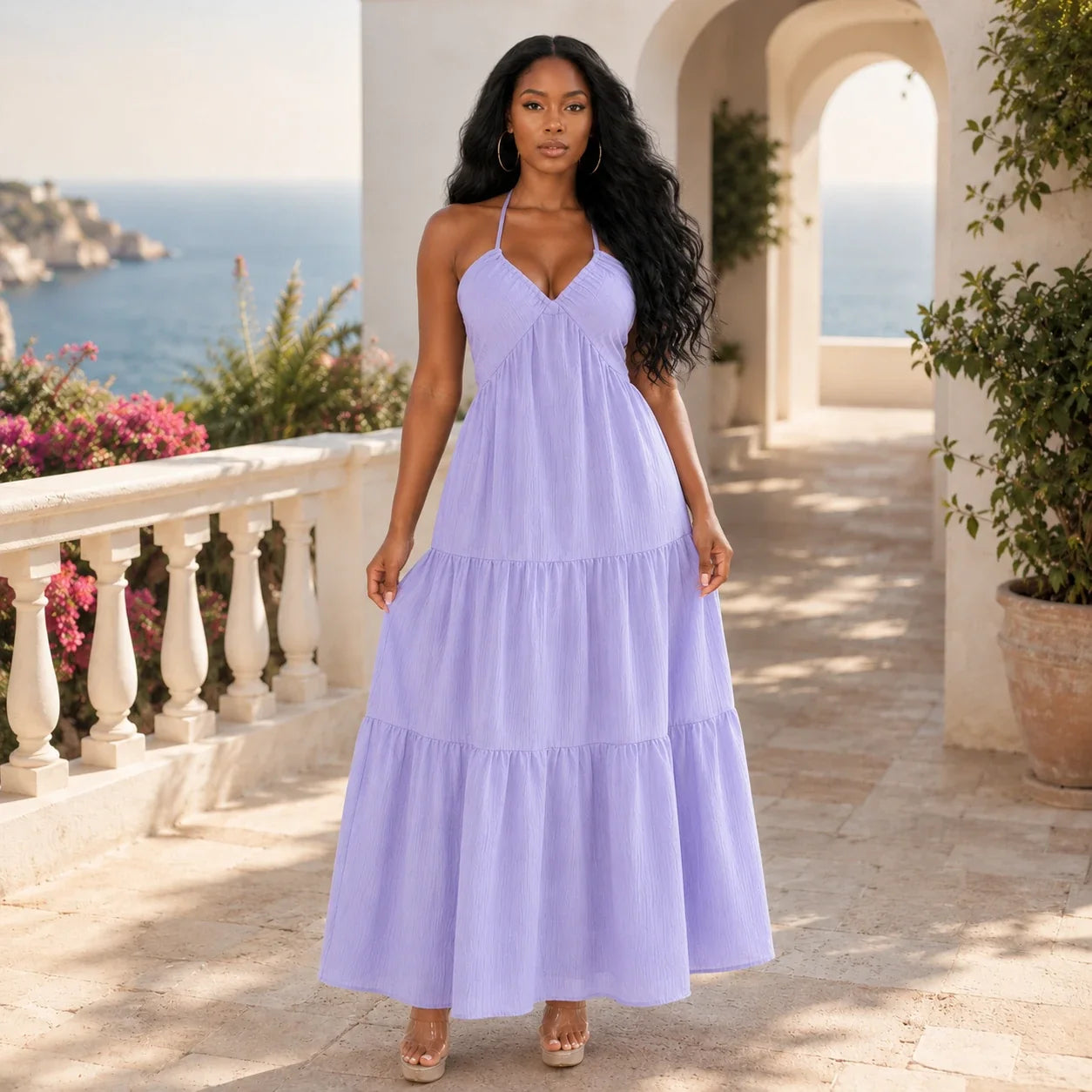 Halter Tie-Back Maxi Dress WHD0606064