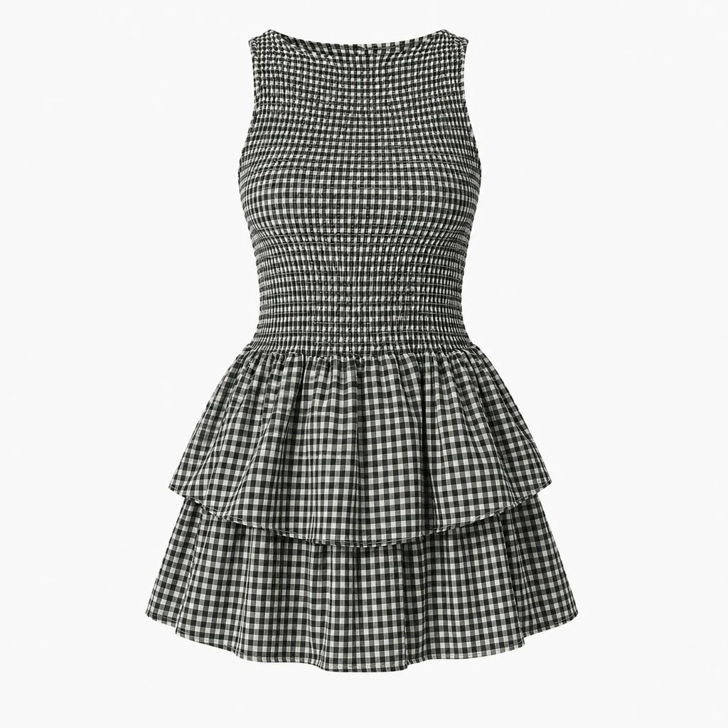 Gingham Smocked Mini Dress WHD0606065