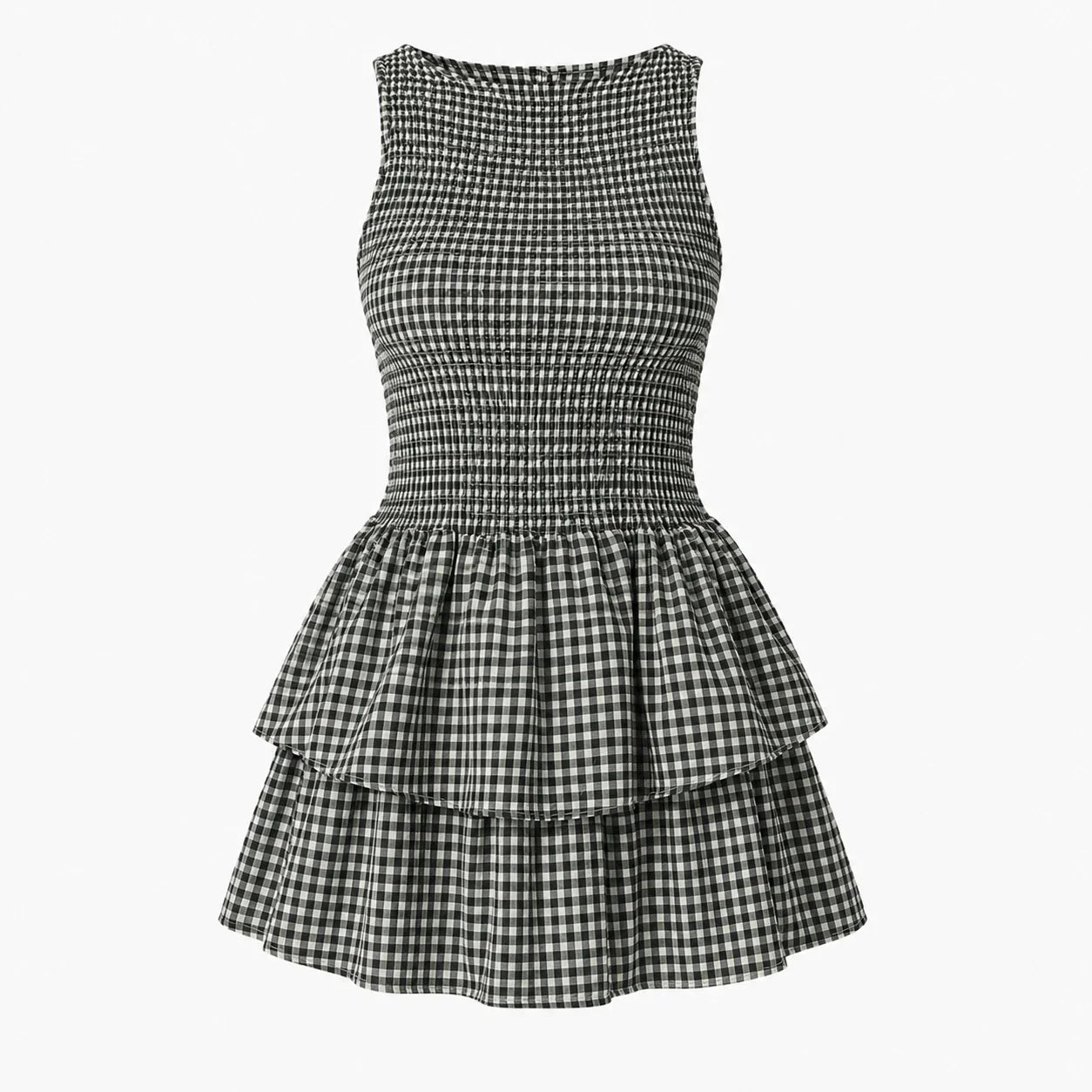 Gingham Smocked Mini Dress WHD0606065