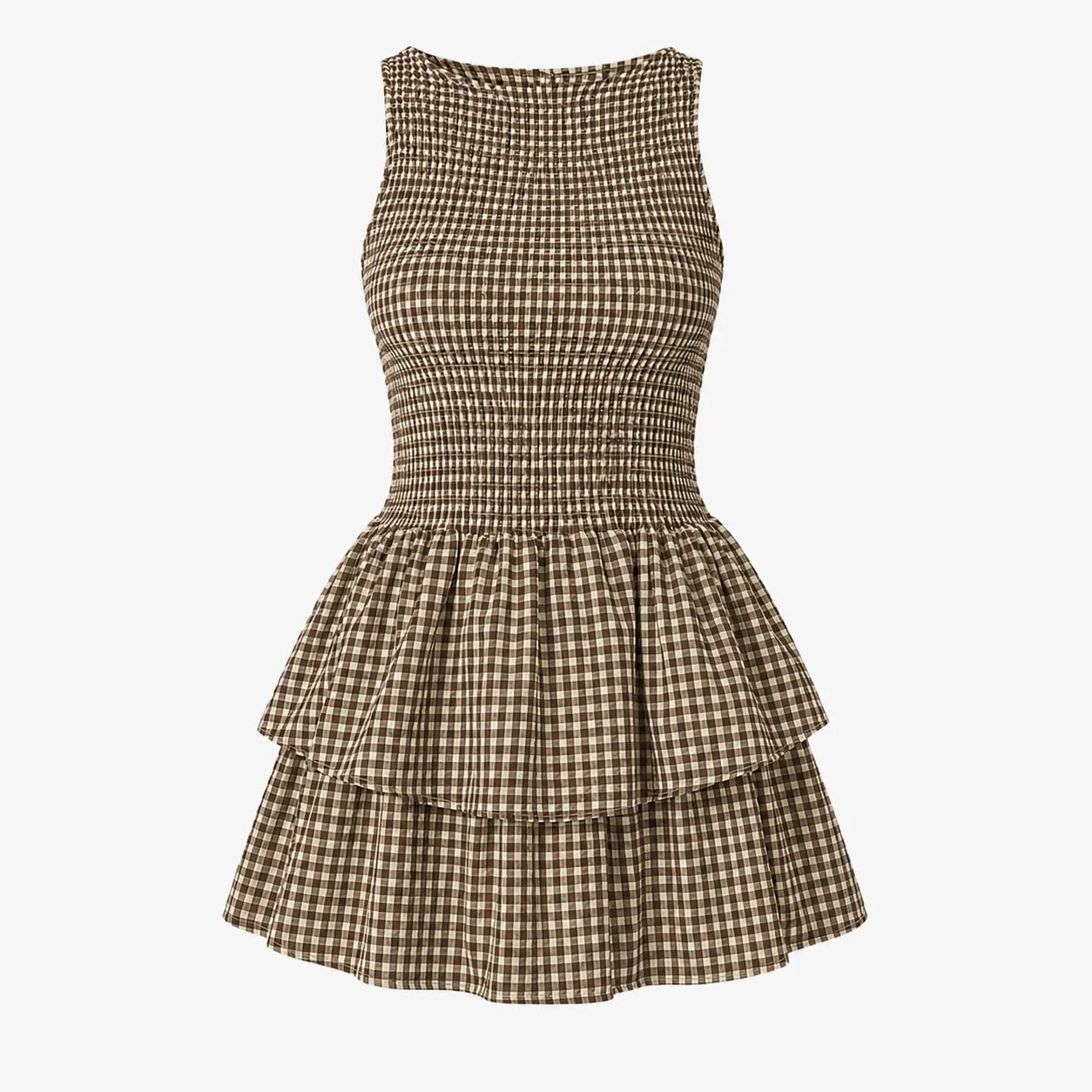 Gingham Smocked Mini Dress WHD0606065