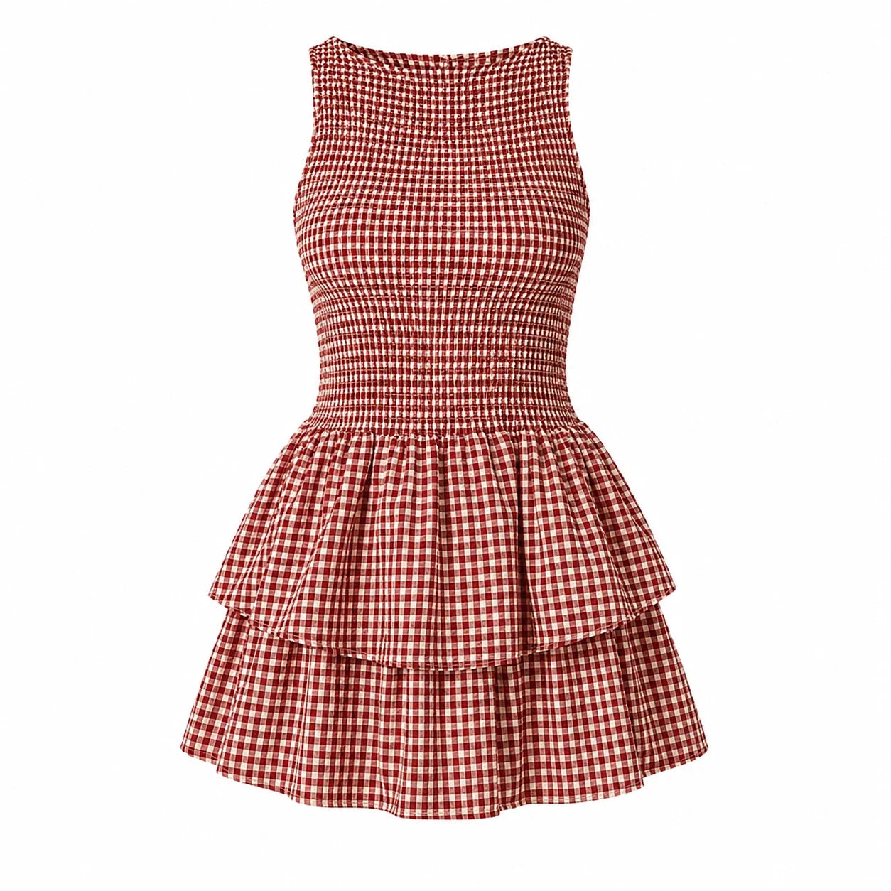 Gingham Smocked Mini Dress WHD0606065