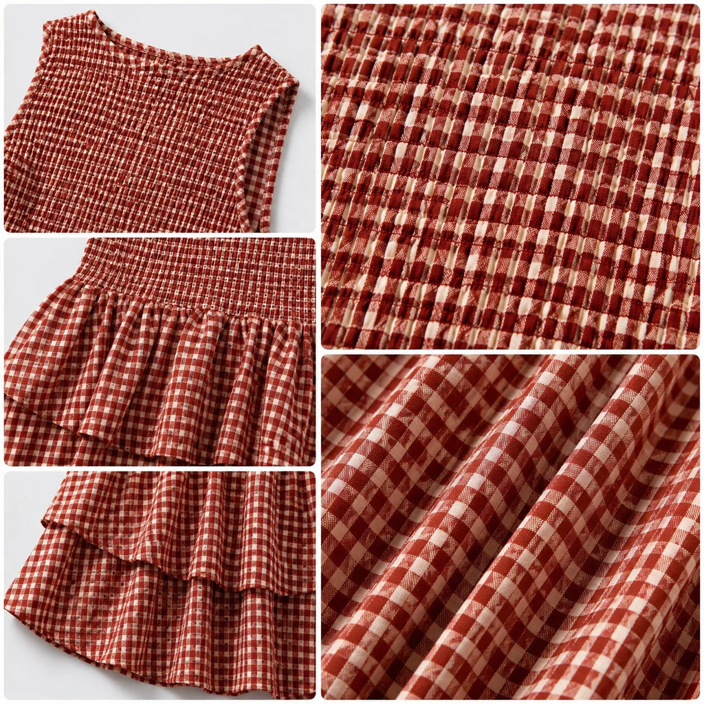 Gingham Smocked Mini Dress WHD0606065