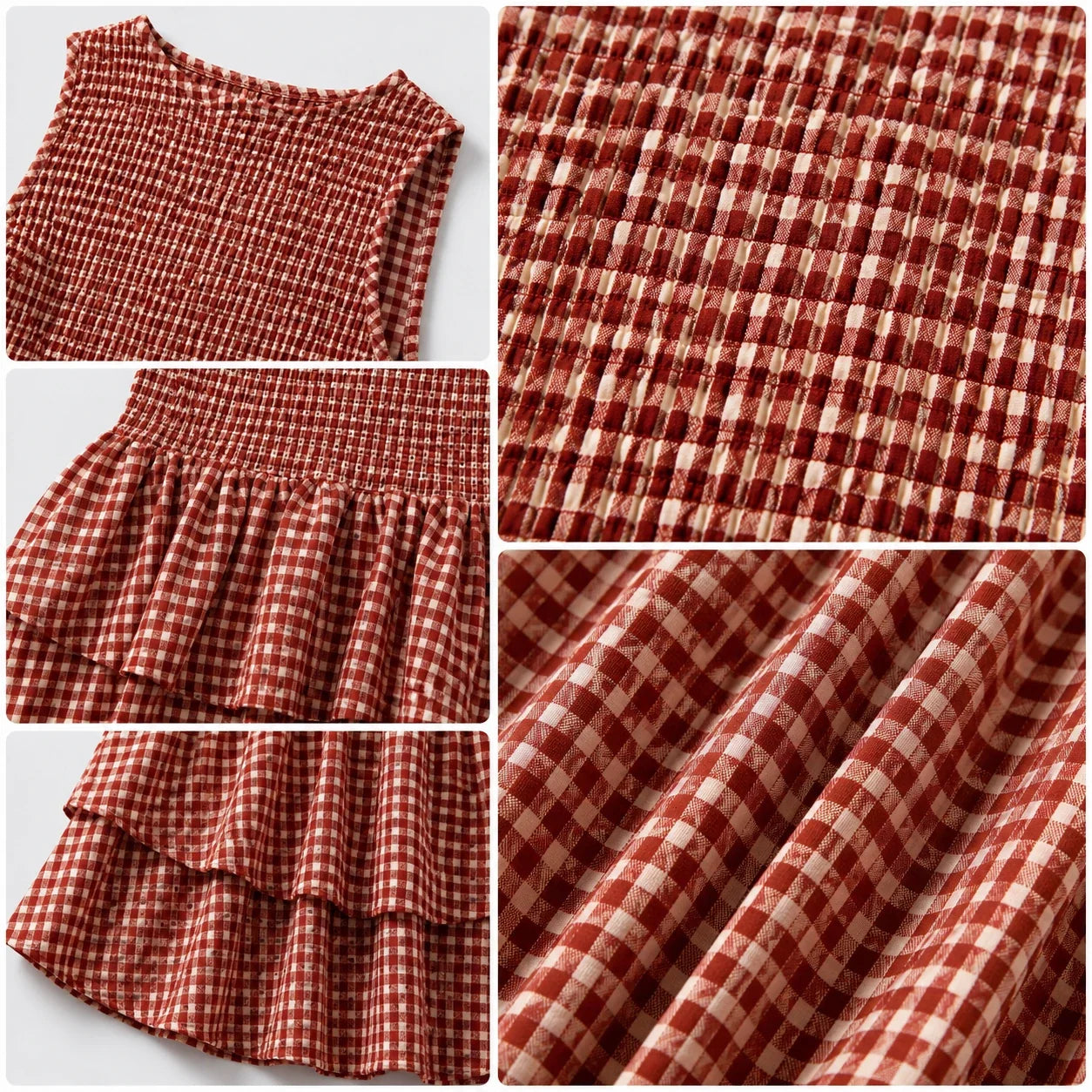Gingham Smocked Mini Dress WHD0606065