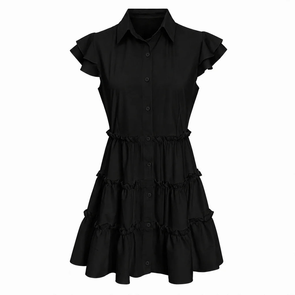 Ruffle Tiered Shirt Dress WHD0606068