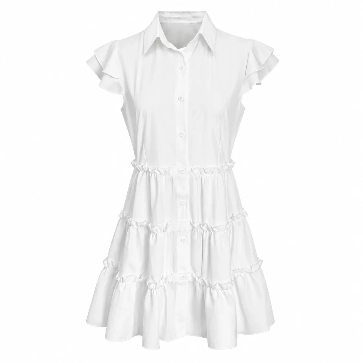 Ruffle Tiered Shirt Dress WHD0606068