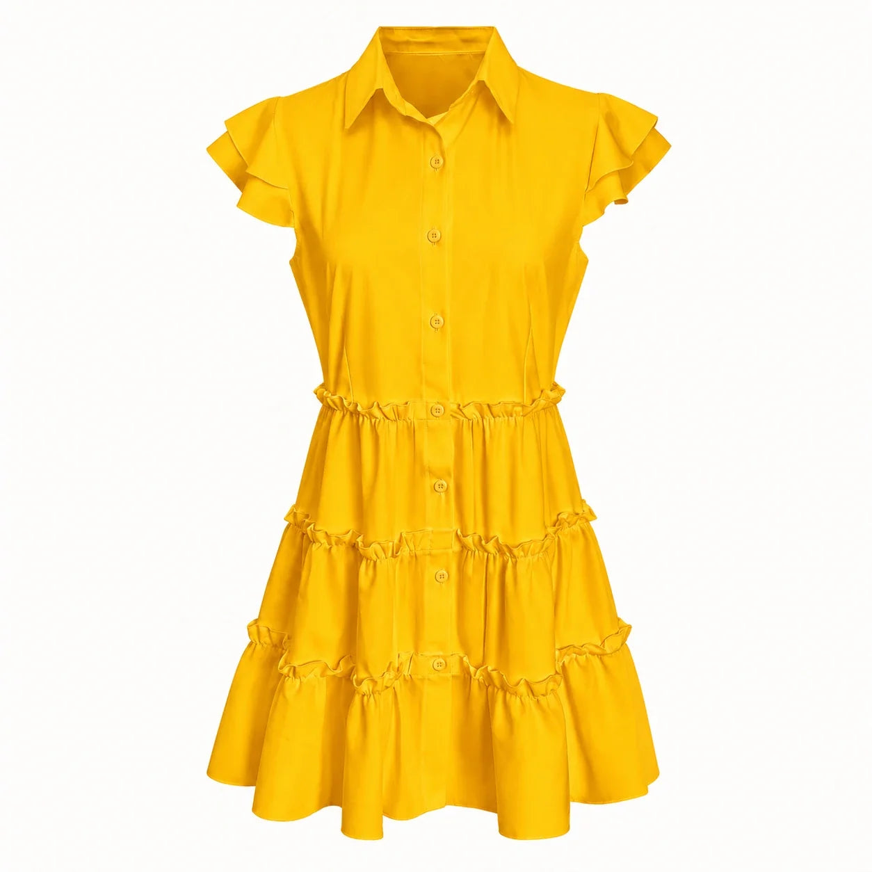 Ruffle Tiered Shirt Dress WHD0606068
