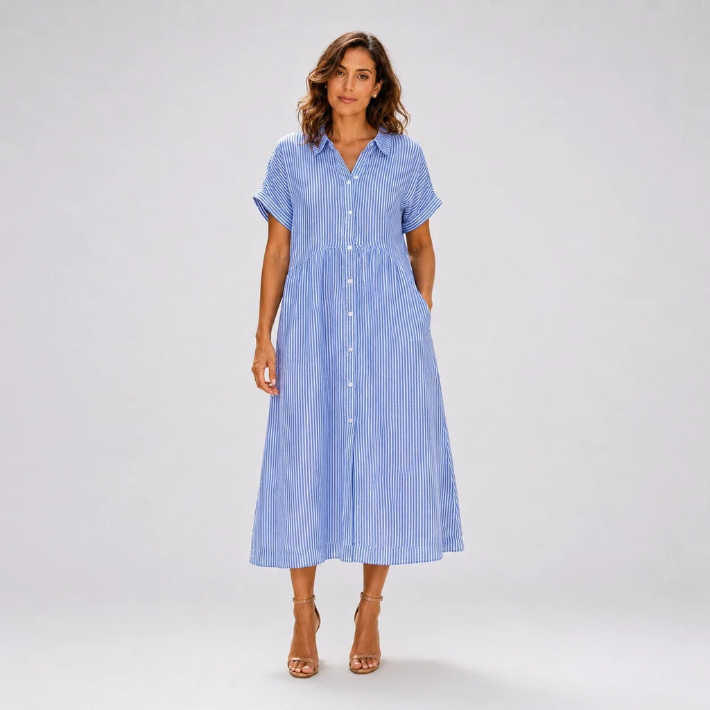 Striped Button Shirt Dress WHD0606069