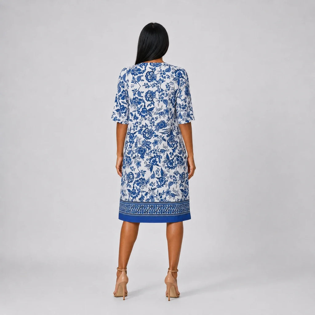 Blue Floral Shift Dress WHD0606070