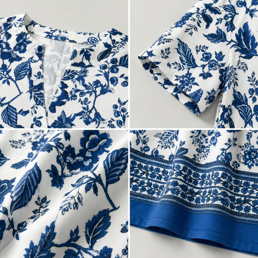Blue Floral Shift Dress WHD0606070