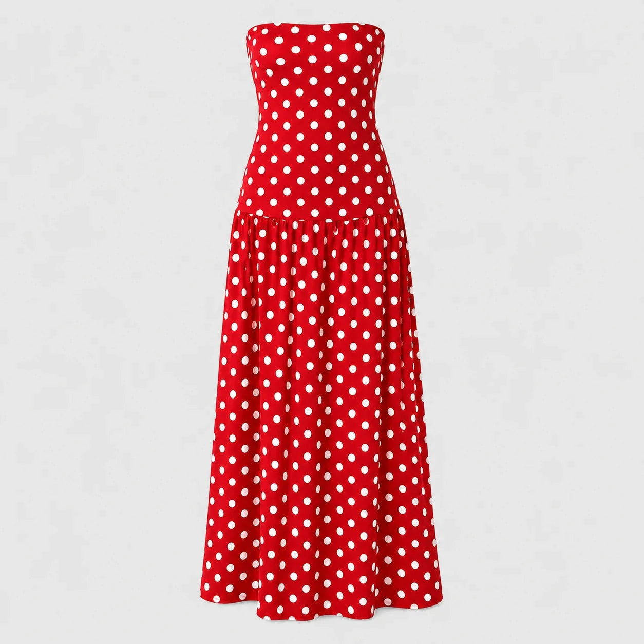 Polka Dot Strapless Maxi Dress WHD0606076