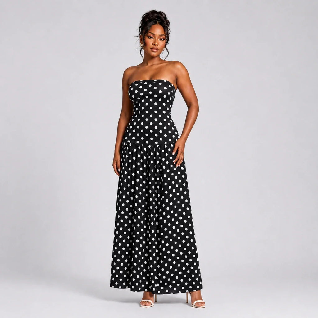 Polka Dot Strapless Maxi Dress WHD0606076