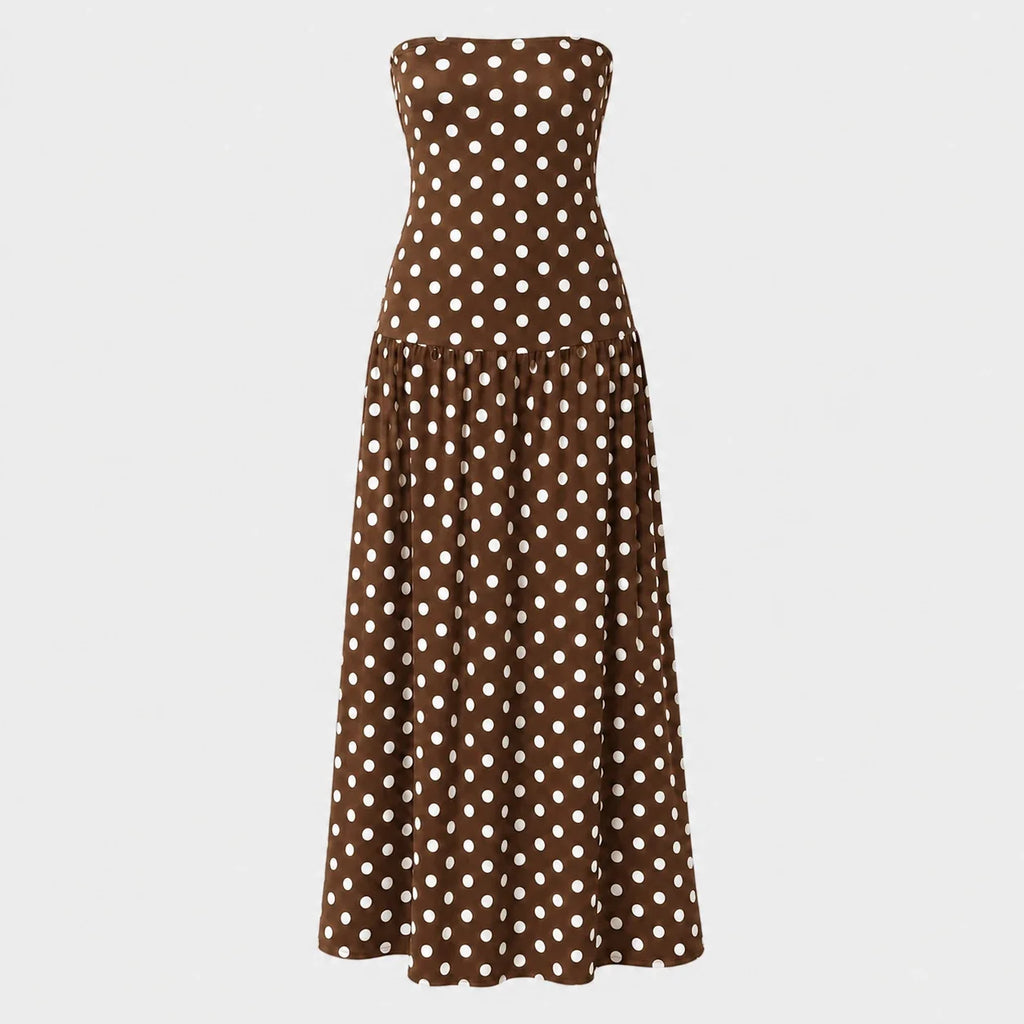 Polka Dot Strapless Maxi Dress WHD0606076