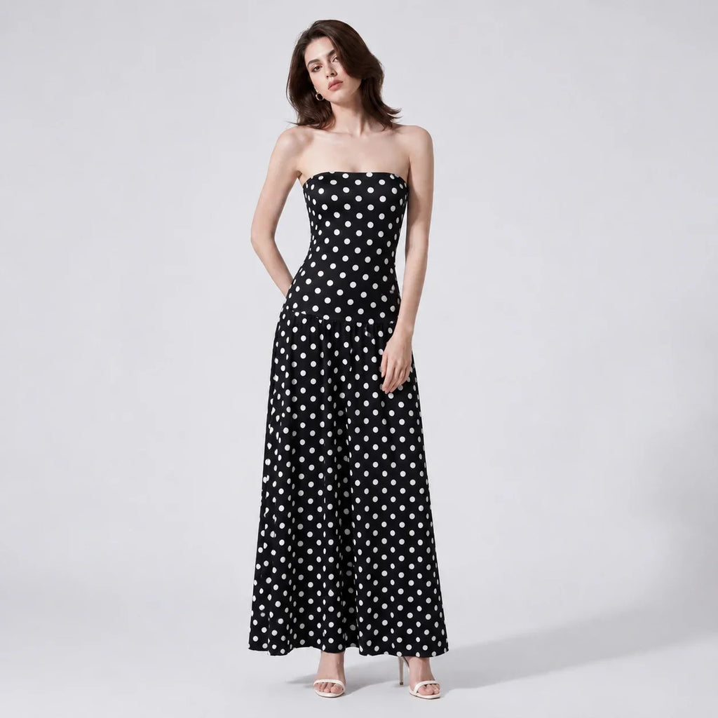 Polka Dot Strapless Maxi Dress WHD0606076