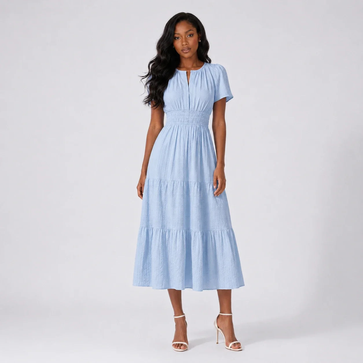 Tiered Smocked Midi Dress WHD0606082
