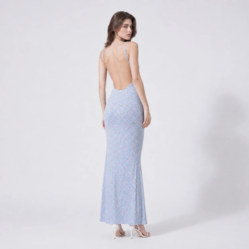 Floral Open Back Maxi Dress WHD0606083