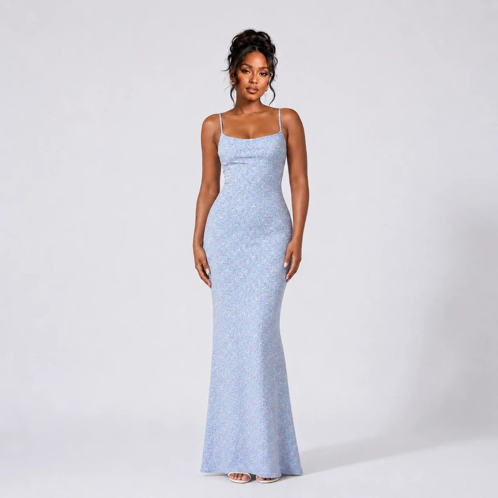 Floral Open Back Maxi Dress WHD0606083
