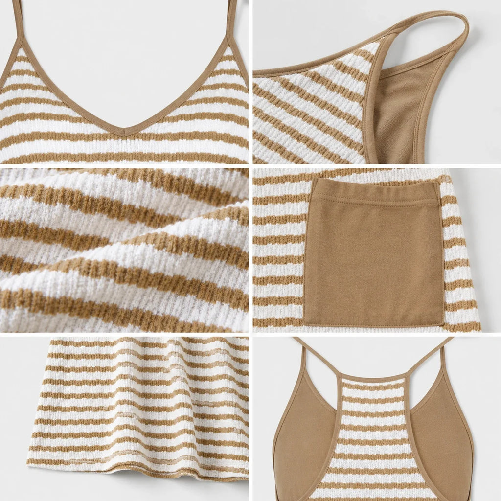 Striped Pocket Tank Dress WHD0606088