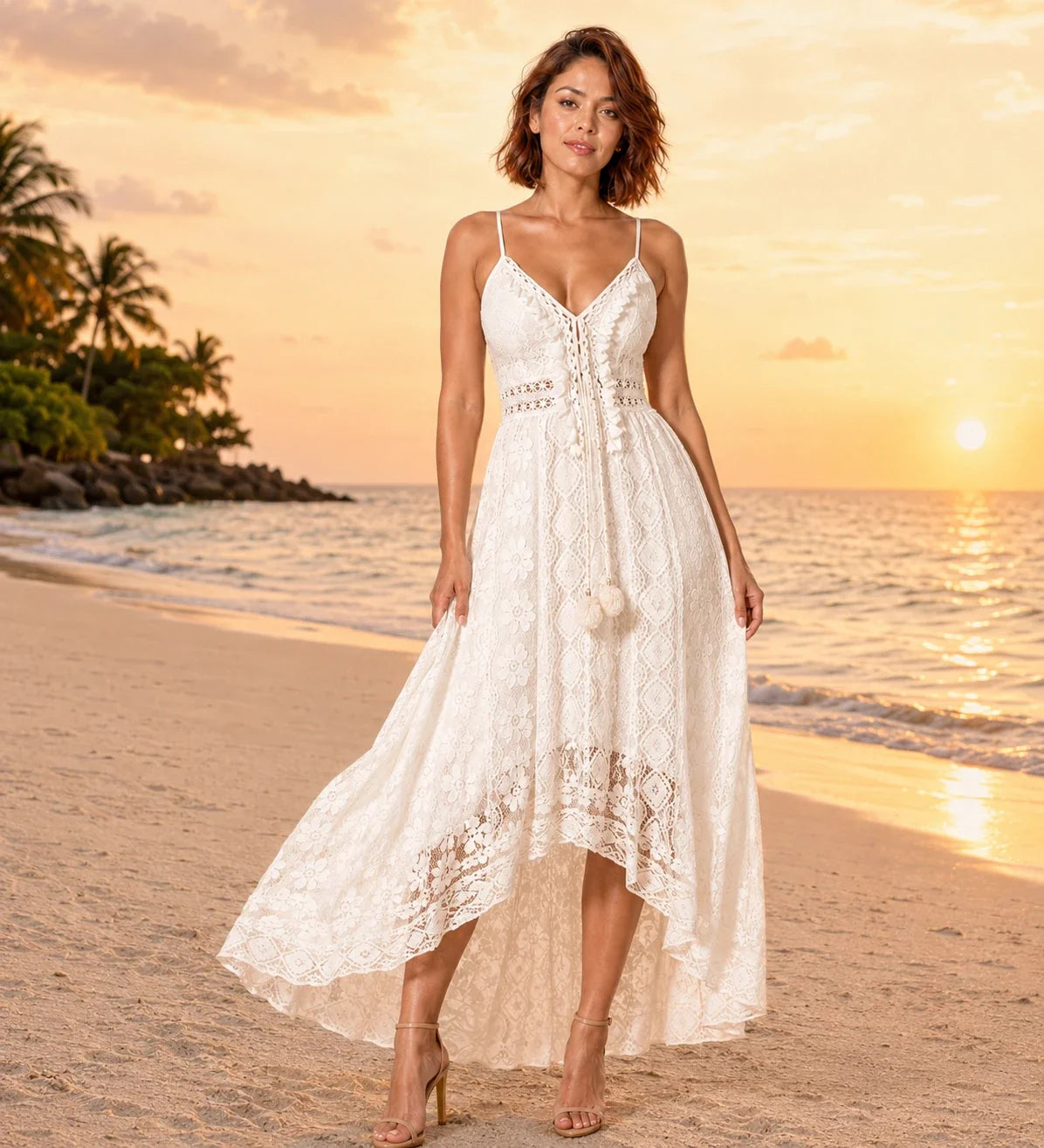 Lace V-Neck Maxi Dress WHD0606097