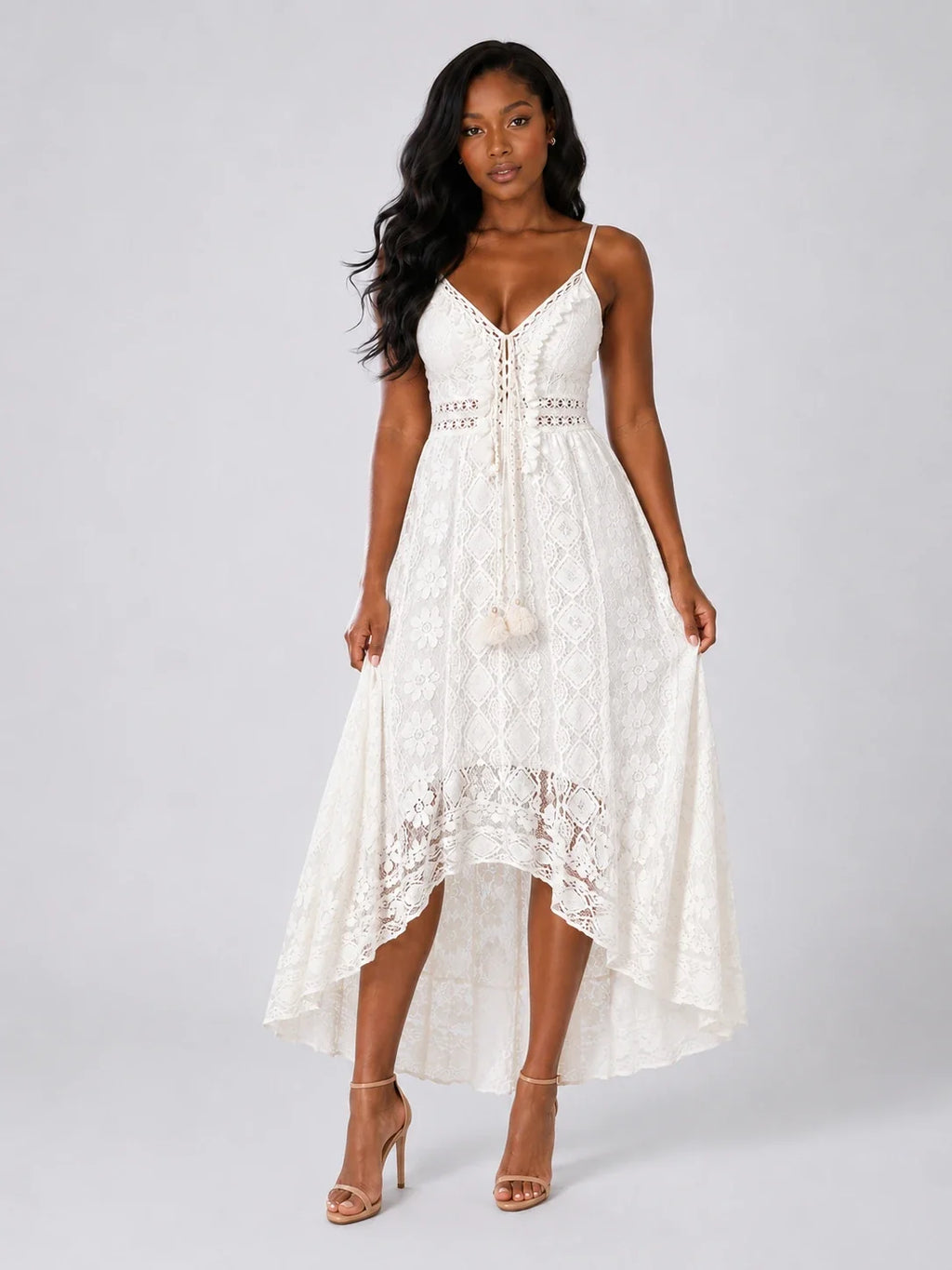Lace V-Neck Maxi Dress WHD0606097