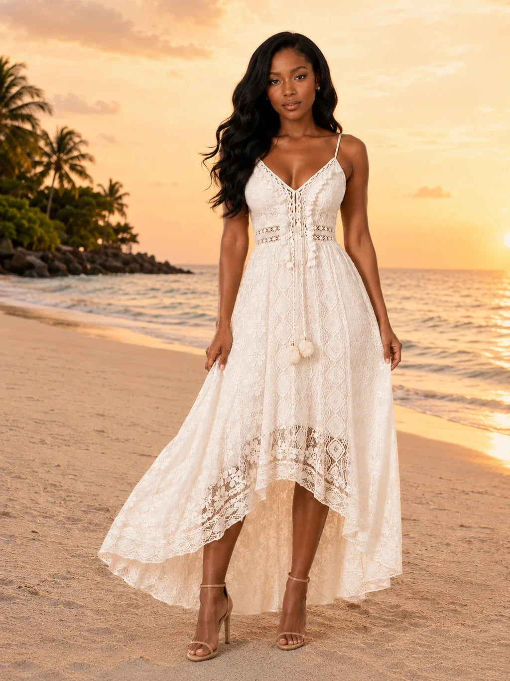 Lace V-Neck Maxi Dress WHD0606097