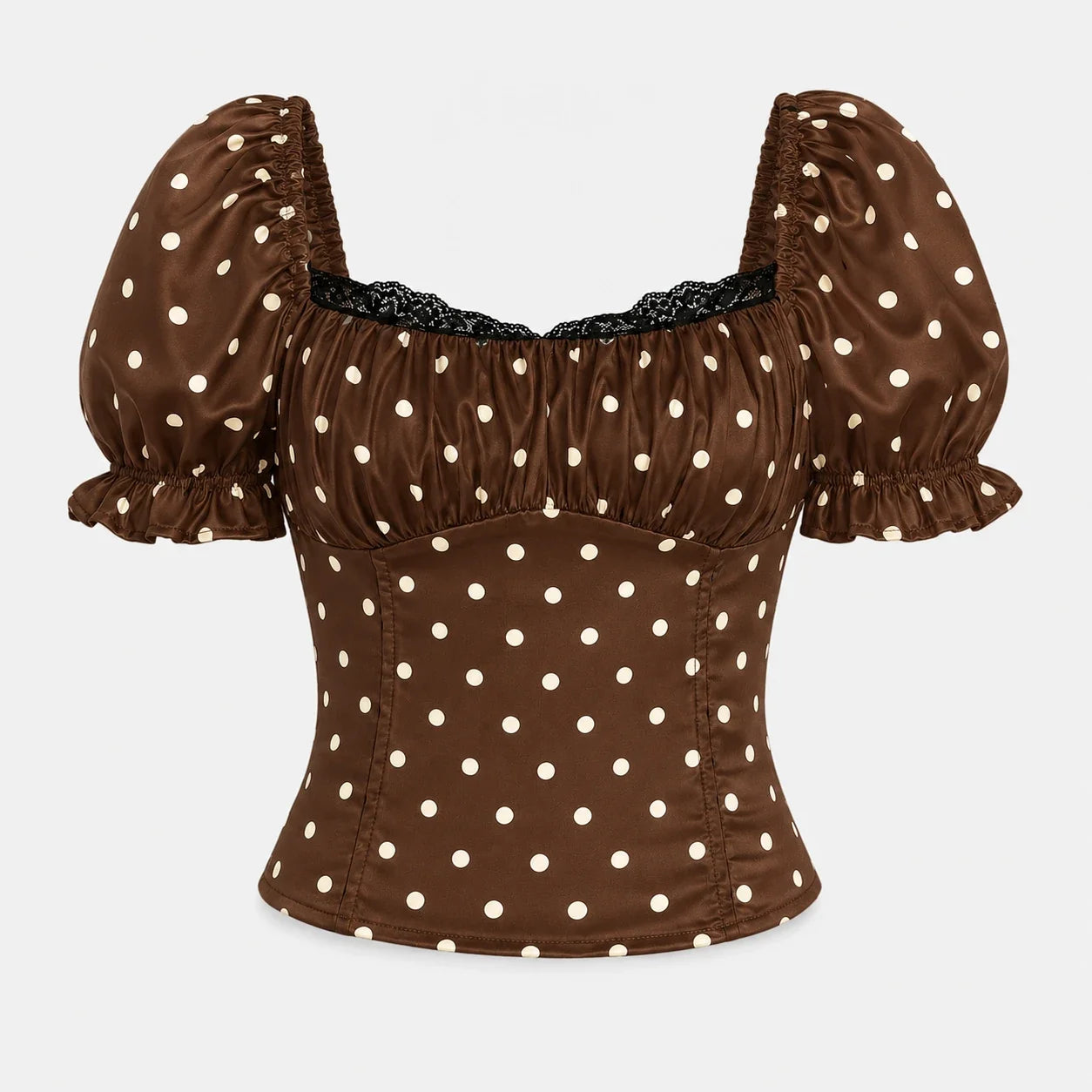 Polka Dot Puff Sleeve Top WHD0606105
